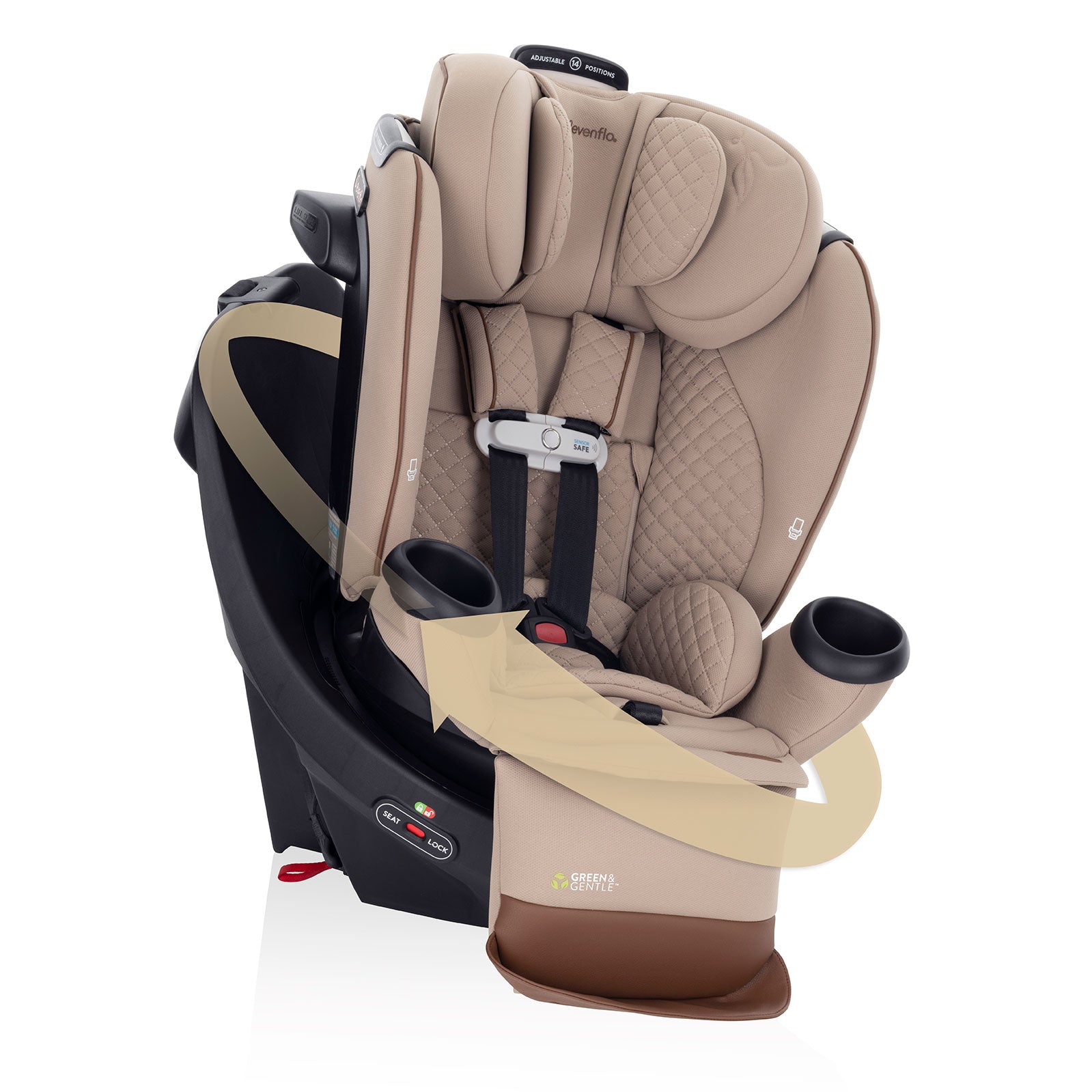 Revolve360 Extend All-in-One Rotating Car Seat with Green & Gentle Fabric - Travertine
