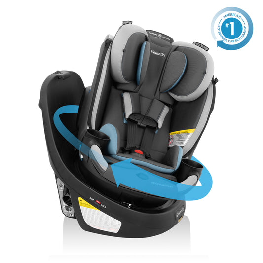 Revolve360 Slim 2-in-1 Rotating Car Seat with Quick Clean Cover (Stow Blue)