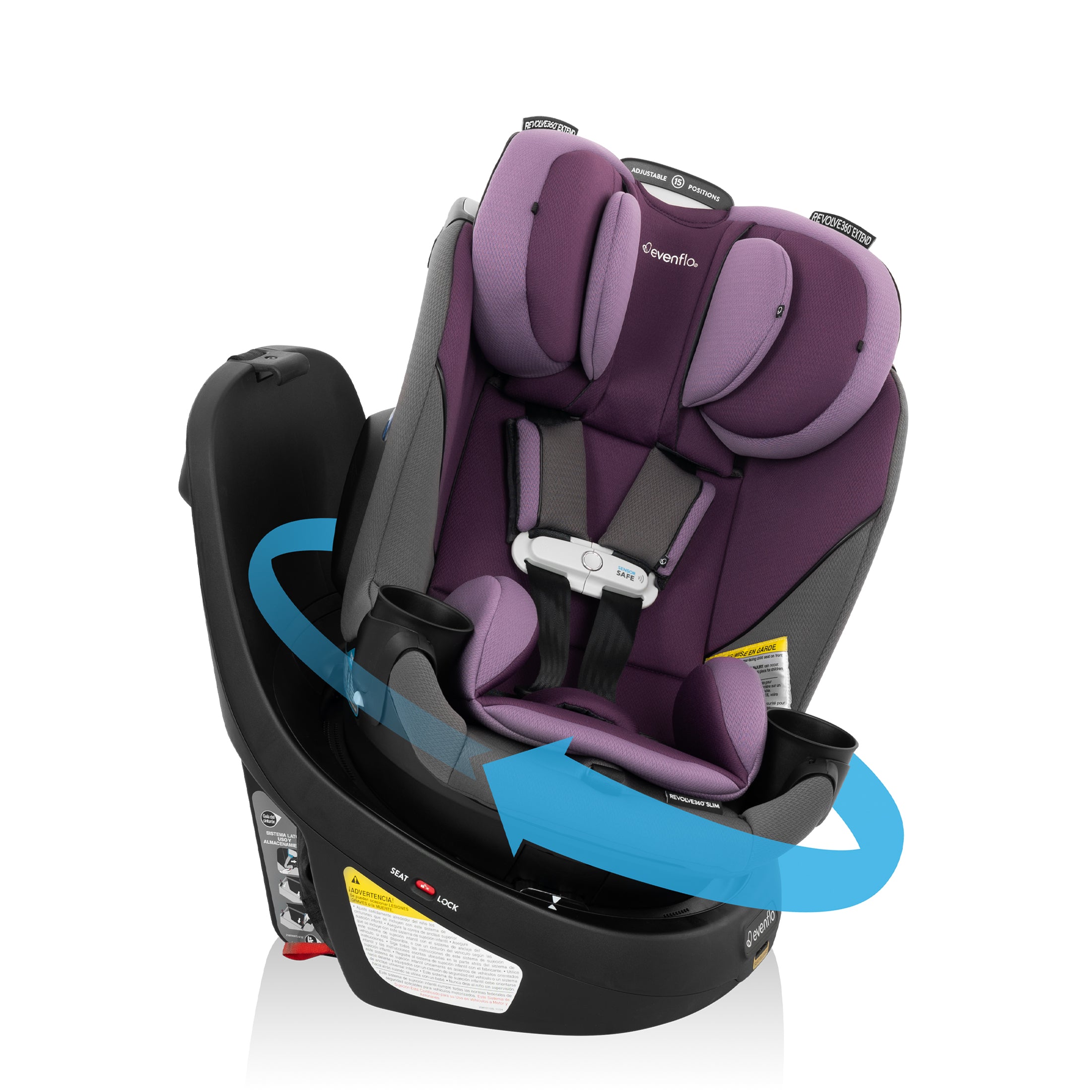 Gold Revolve360 Slim 2-in-1 Rotational Car Seat with SensorSafe - Amethyst Purple