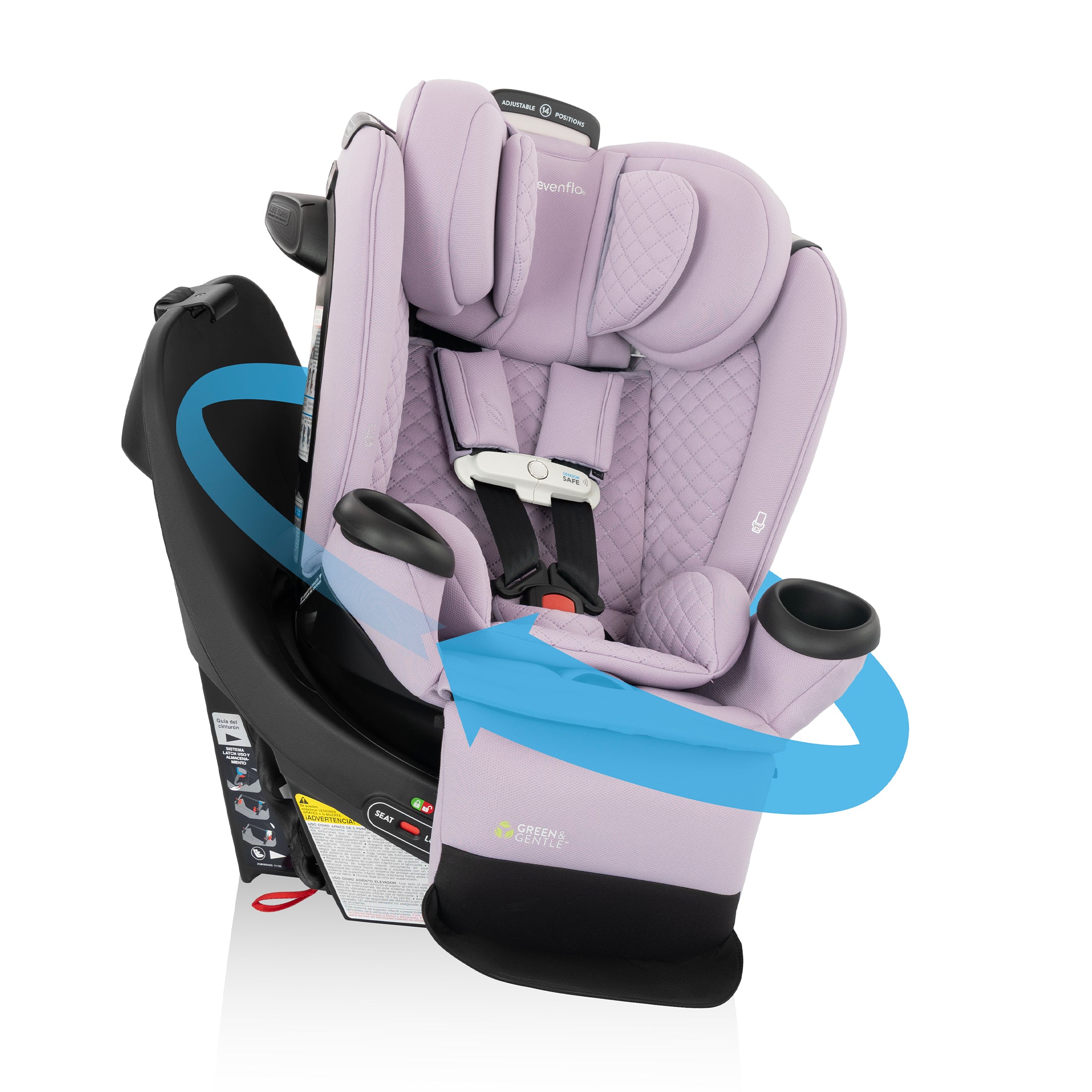 Revolve360 Extend All-in-One Rotating Car Seat with Green & Gentle Fabric - Agate