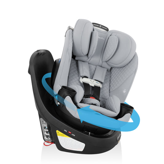 Revolve360 Slim 2-in-1 Rotating Car Seat with Green & Gentle Fabric (Quartz)