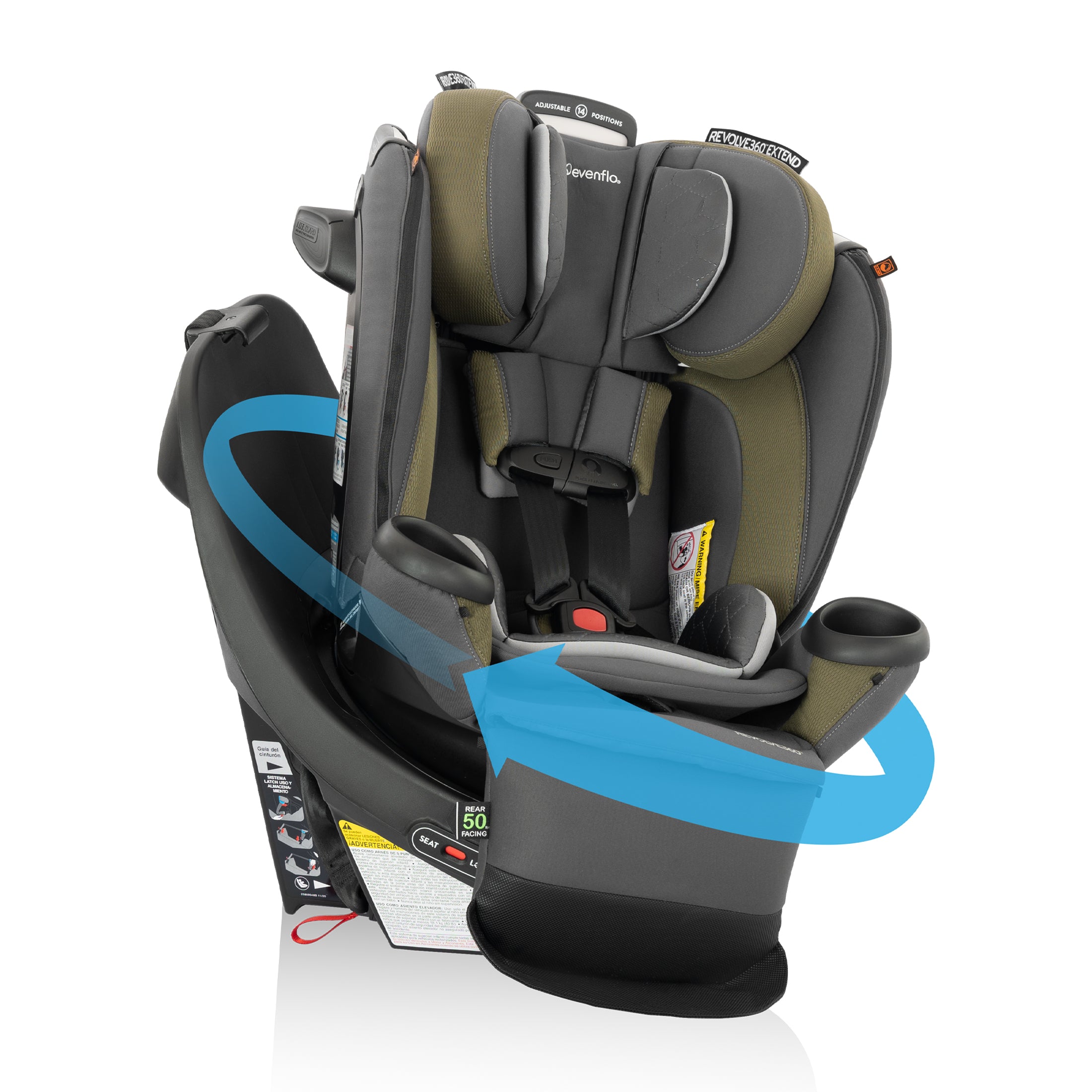 Revolve360 Extend All-in-One Rotating Car Seat with Quick Clean Cover - Rockland Green