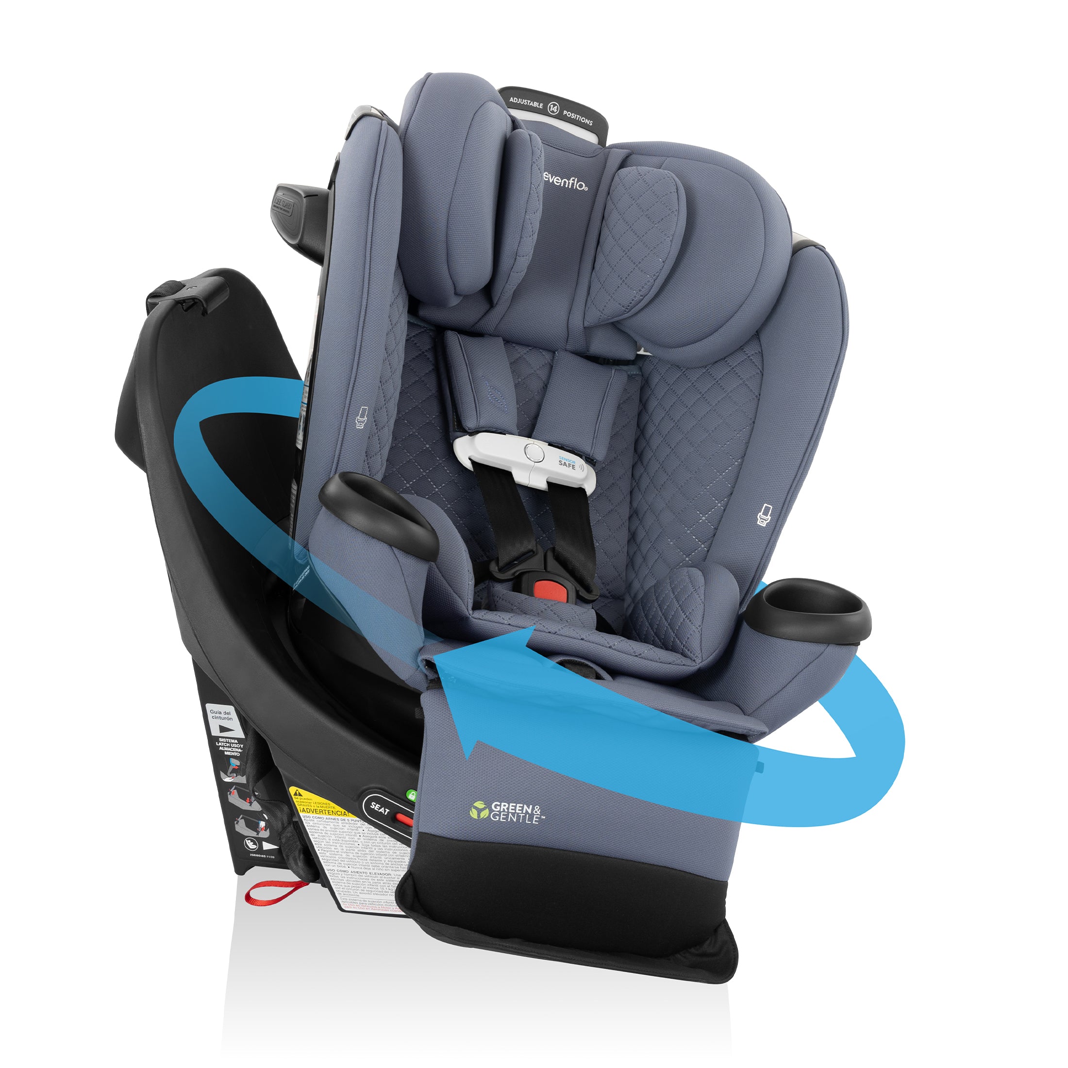 Revolve360 Extend All-in-One Rotating Car Seat with Green & Gentle Fabric - Flint