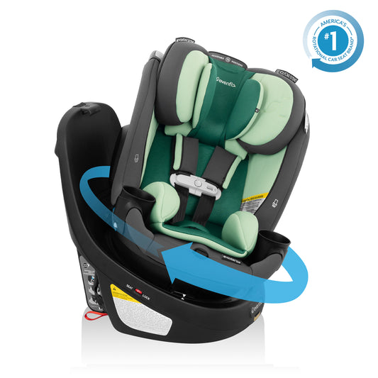 Revolve360 Slim 2-in-1 Rotating Car Seat with Green & Gentle Fabric (Peridot)
